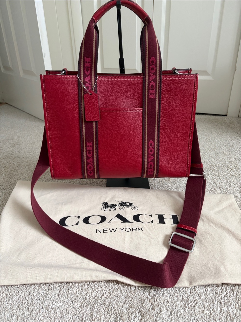 Coach Smith Tote in Miami Red Pebbled Leather
